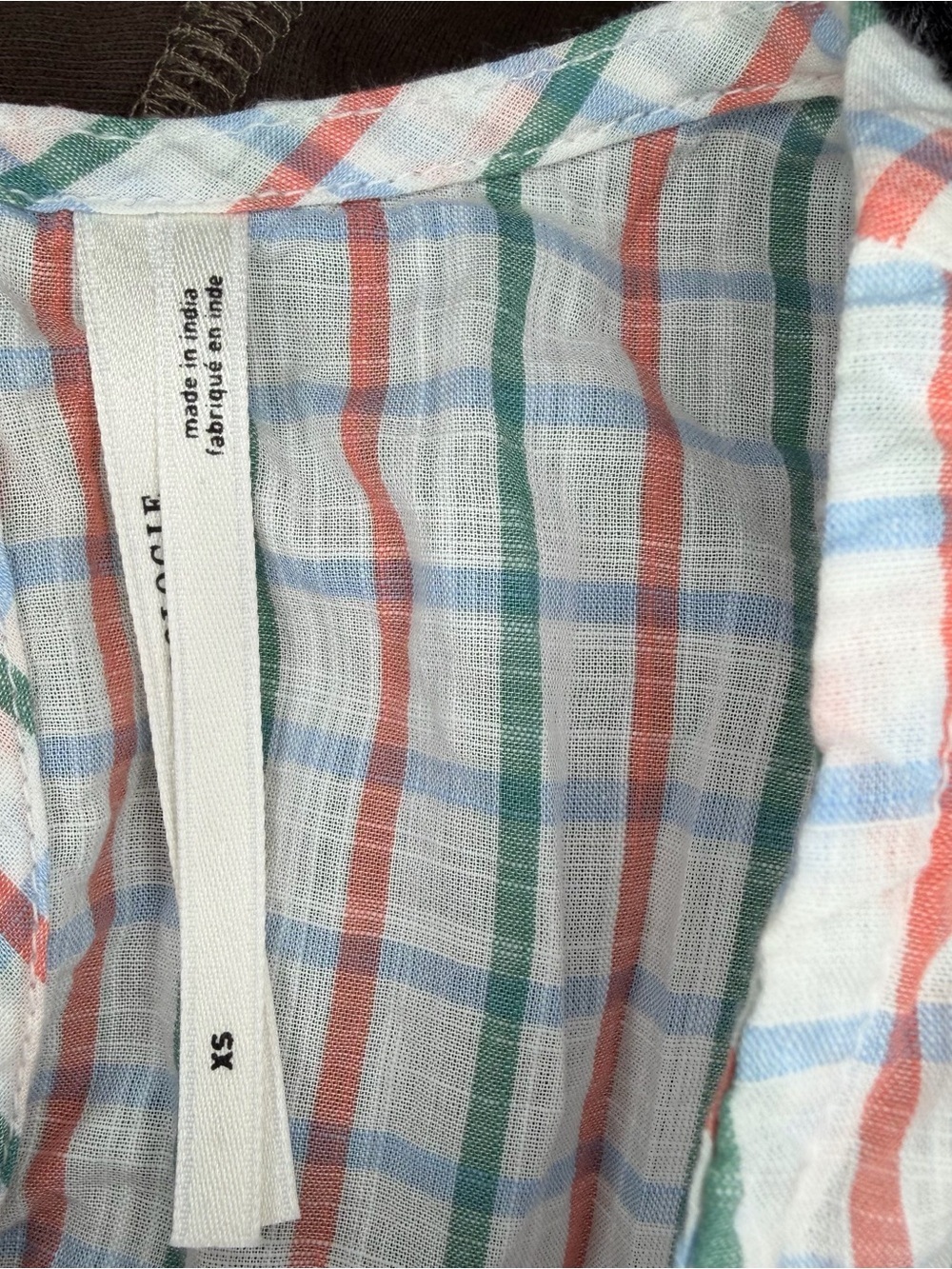 Anthropologie Bow Front Tiered Top Short Sleeve Plaid Women XS Oversized - Picture 5 of 8